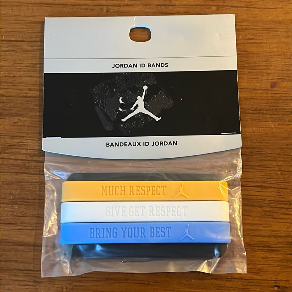 Nike Air Jordan Baller ID Bands Wristbands new Vintage yellow white blue Adult